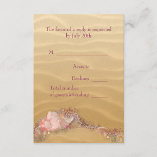 Sand Beach Seashells Beach Wedding UAWG RSVP Karte