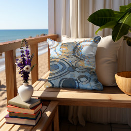 Sand Beige Brown Grau Aquamarin Blue Circles Art Kissen