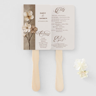 Sand-Beige Handgezeichnete Florale Botanische Hoch Fächer