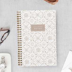 Sand Beige   Mediterrane Fliese Personalisiert Notizbuch