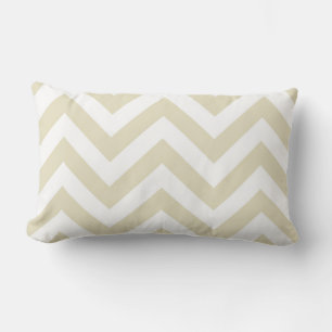 Sand Beige Weiß Großes Chevron Zickzack-Muster Lendenkissen