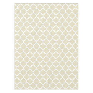 Sand Beige Weißes marokkanisches Quatrefolienmuste Tischdecke