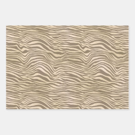 Sand Beige Zebra Print Geschenkpapier Set