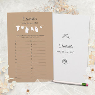 Sand Boho Minimalistische Babyparty ABC Spiel