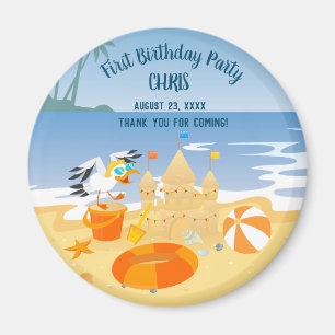 Sand Burg Beach Spaß Baby Geburtstagsparty Magnet