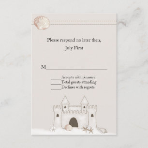 Sand Castle Beach Theme Wedding RSVP Karte