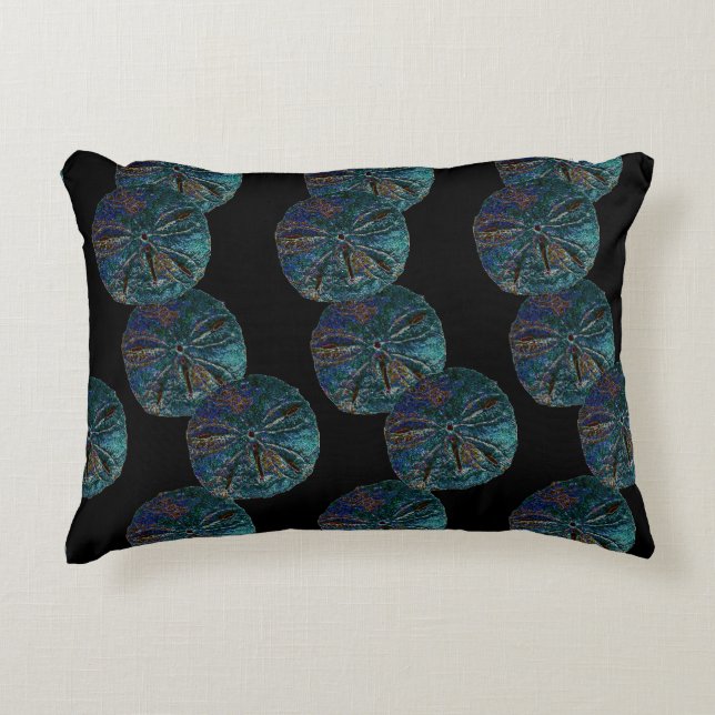 Sand Dollar Abstrakt Künstlerisch Blue Black Gift  Dekokissen (Vorderseite)