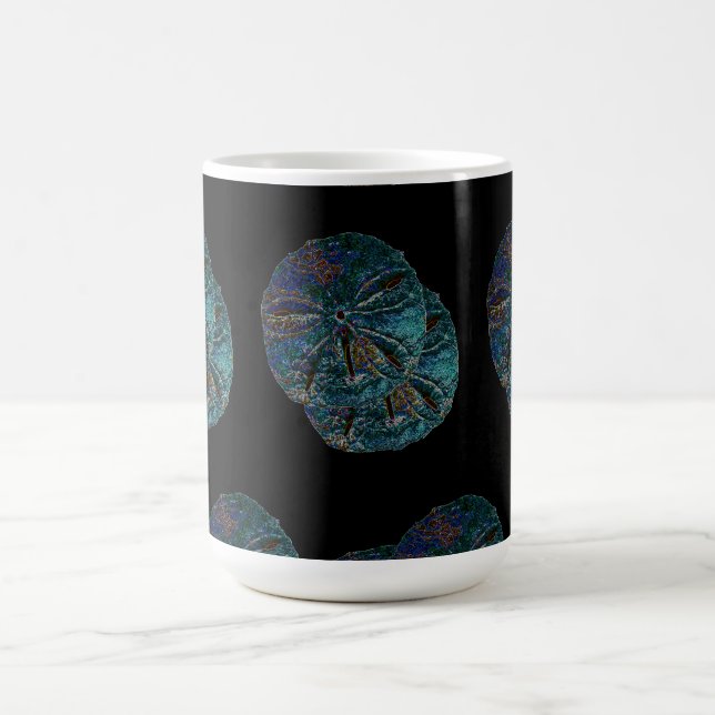 Sand Dollar Abstrakt Künstlerisch Blue Black Gift  Kaffeetasse (Mittel)