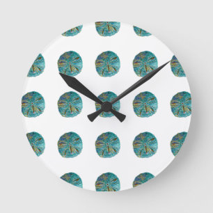 Sand Dollar Abstraktes Muster Geschenk für Aquamar Runde Wanduhr