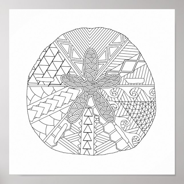 Sand Dollar Aduloring Coloring Poster (Vorne)