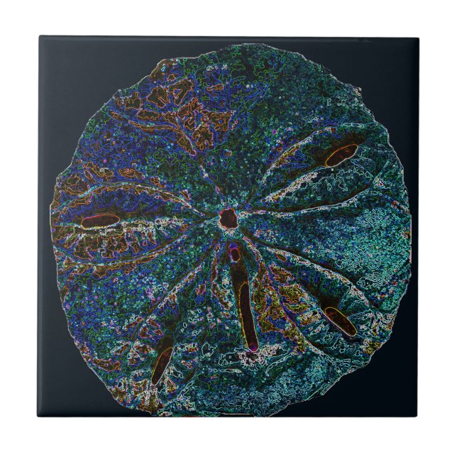 Sand Dollar Art Abstrakt Blue Muster Geschenk Gefa Fliese (Vorderseite)
