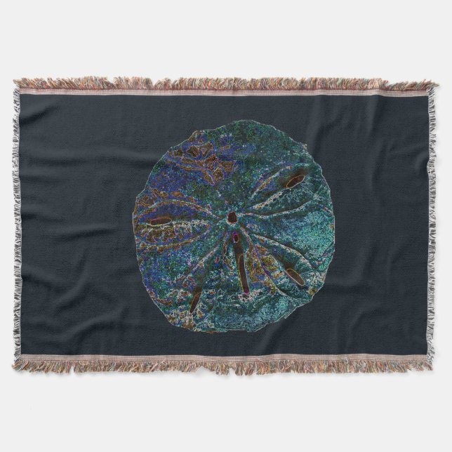 Sand Dollar Art Abstrakt Blue Nautic Gabe Gefallen Decke (Vorderseite)