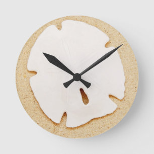 Sand-Dollar auf dem Strand Runde Wanduhr