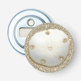 Sand Dollar auf funkelnd Gold Blick Strand Sand Flaschenöffner