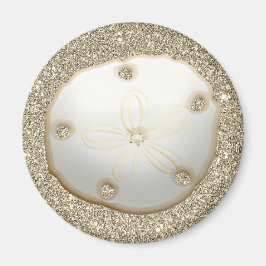 Sand Dollar auf funkelnd goldfarbenem Sandstrand Magnet