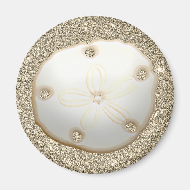 Sand Dollar auf funkelnd goldfarbenem Sandstrand Magnet (Vorne)