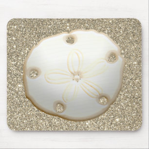 Sand Dollar auf funkelnd goldfarbenem Sandstrand Mousepad