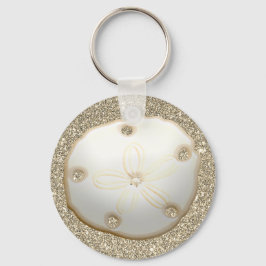 Sand Dollar auf funkelnd goldfarbenem Sandstrand Schlüsselanhänger