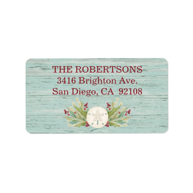 Sand Dollar Beach Coast Weihnachtslabel Adressaufkleber (Vorne)