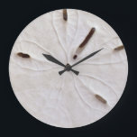 Sand Dollar Beach Coastal White Grey Trendy Cool Große Wanduhr<br><div class="desc">Designed with image of sand dollars & seashells in the background,  this is perfect for beach house decor or Christmas,  holiday gifts!</div>