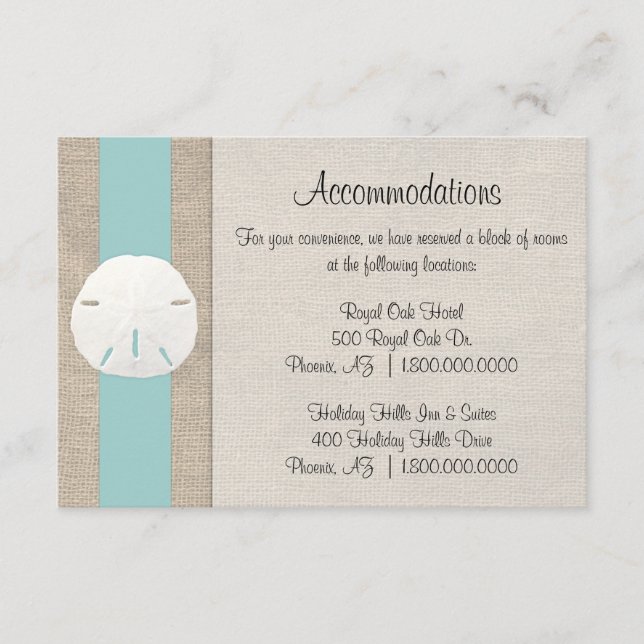 Sand Dollar Beach Hochzeitskarte Begleitkarte (Vorderseite)