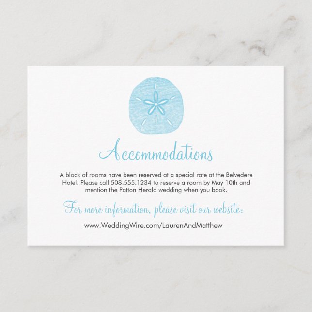 Sand Dollar Beach Hochzeitskarte Begleitkarte (Vorderseite)