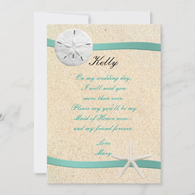 Sand Dollar Beach Hochzeitskarte Trauzeugin Card Einladung (Vorderseite)