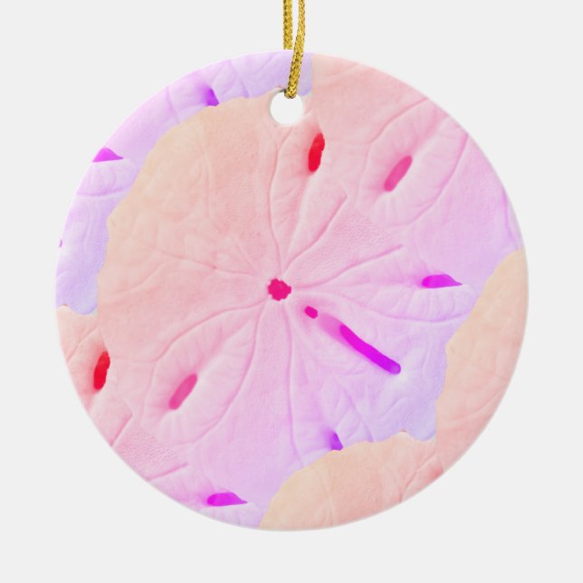 Sand Dollar Beach Pink Lila Ombre Artistic 2020 Keramik Ornament (Vorne)