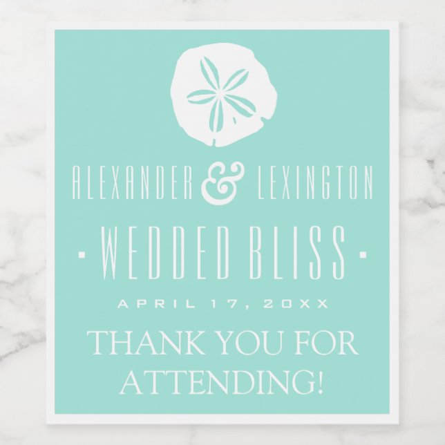 Sand Dollar Beach Wedding - Farbe individuell anpa Weinetikett (Einzelnes Label)