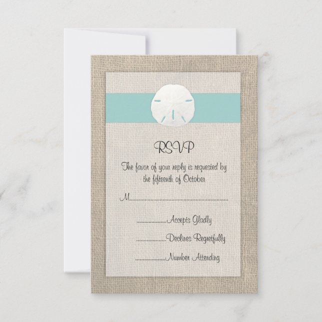 Sand Dollar Beach Wedding RSVP Card (Vorderseite)