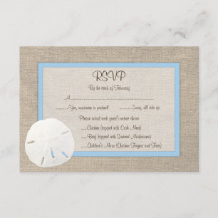 Sand Dollar Beach Wedding RSVP Card - Sky Blue Karte