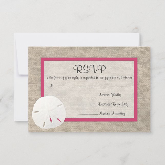 Sand Dollar Beach Wedding RSVP card - Watermelon Karte (Vorderseite)