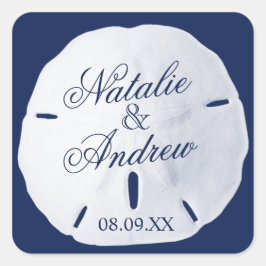 Sand Dollar Blue Quadratischer Aufkleber