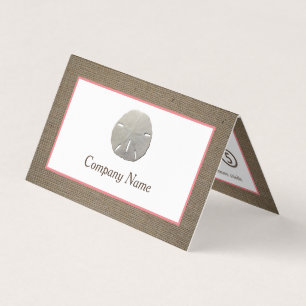Sand Dollar & Burlap Double Loyalty Business Card Visitenkarten