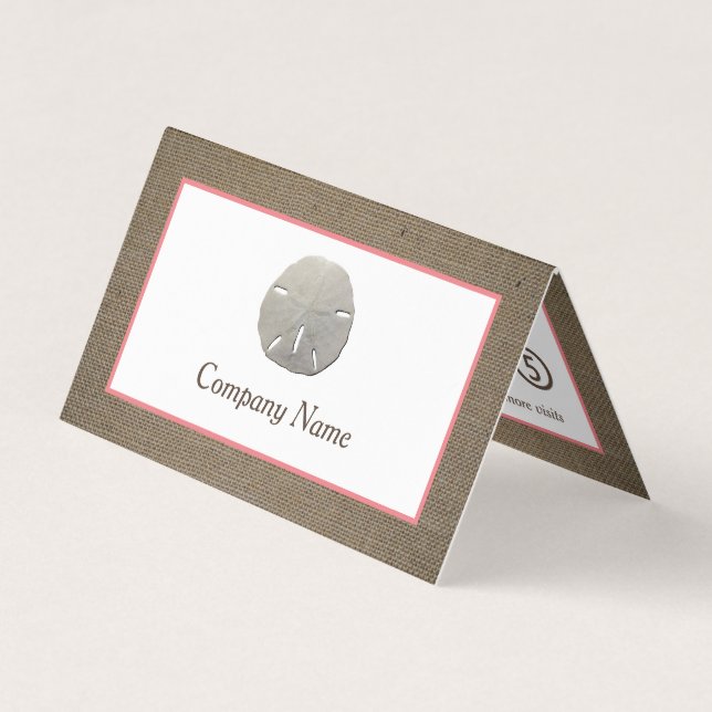 Sand Dollar & Burlap Double Loyalty Business Card Visitenkarten (Vorderseite)