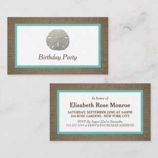 Sand Dollar & Burlap Geburtstagsparty Ticket