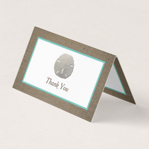Sand Dollar & Burlap Logo/Foto Dankeschön Karte