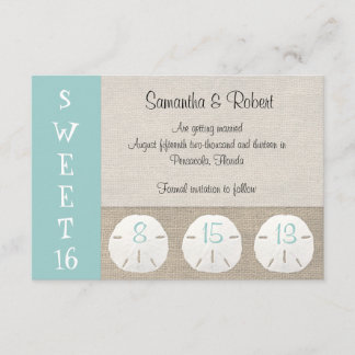 Sand Dollar & Burlap Sweet 16 Einladung