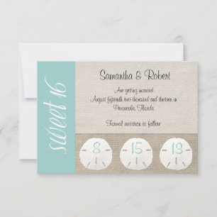 Sand Dollar & Burlap Sweet 16 Einladung