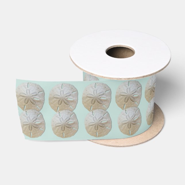 Sand Dollar Couple Pale Minze Satinband (Spule)