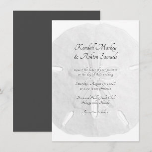 Sand-Dollar Einfach Neutral Hochzeit Schwarz und W Einladung