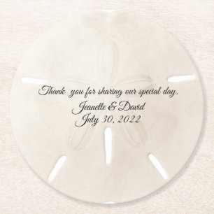Sand-Dollar-Gastgeschenk Hochzeit Runder Pappuntersetzer