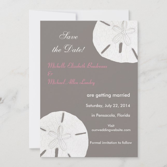 Sand Dollar Grau Pink Save the Date (Vorderseite)