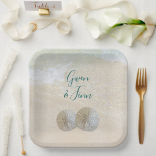 Sand-Dollar-Hochzeit am Meer Pappteller