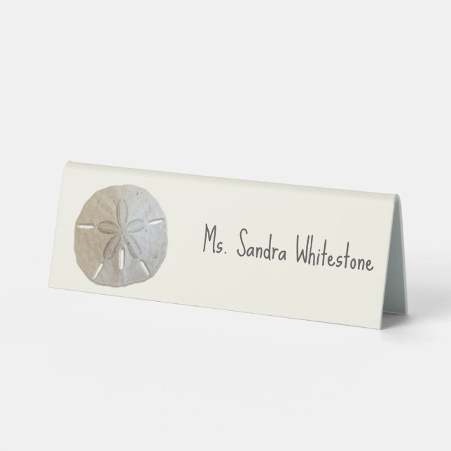 Sand-Dollar-Hochzeitssitze mit Namen Tischaufsteller (Vorderseite)