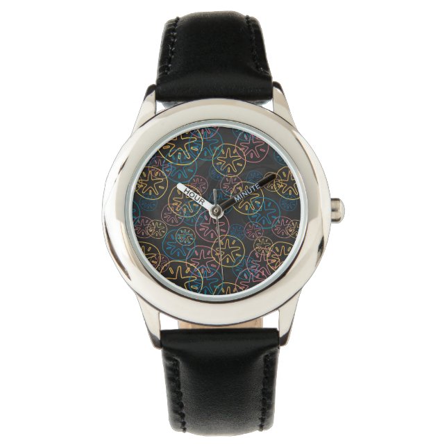Sand Dollar Lines Red Yellow Blue Armbanduhr (Vorderseite)