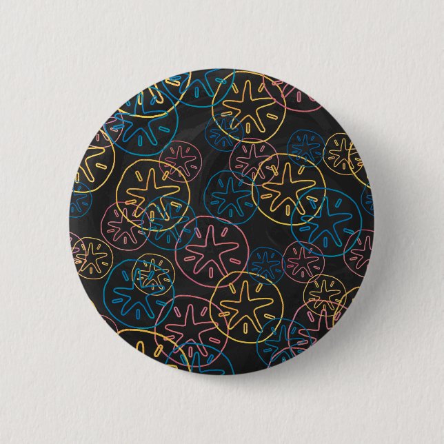 Sand Dollar Lines Red Yellow Blue Button (Vorderseite)