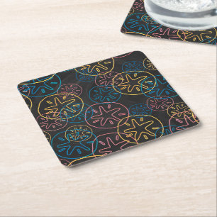 Sand Dollar Lines Red Yellow Blue Rechteckiger Pappuntersetzer