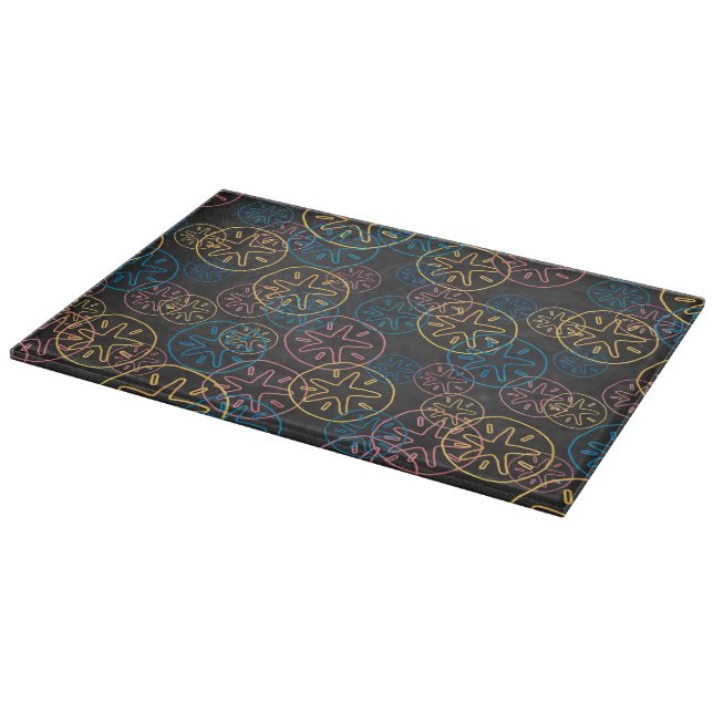 Sand Dollar Lines Red Yellow Blue Schneidebrett (Ecke)