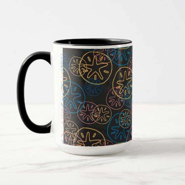 Sand Dollar Lines Red Yellow Blue Tasse (Links)